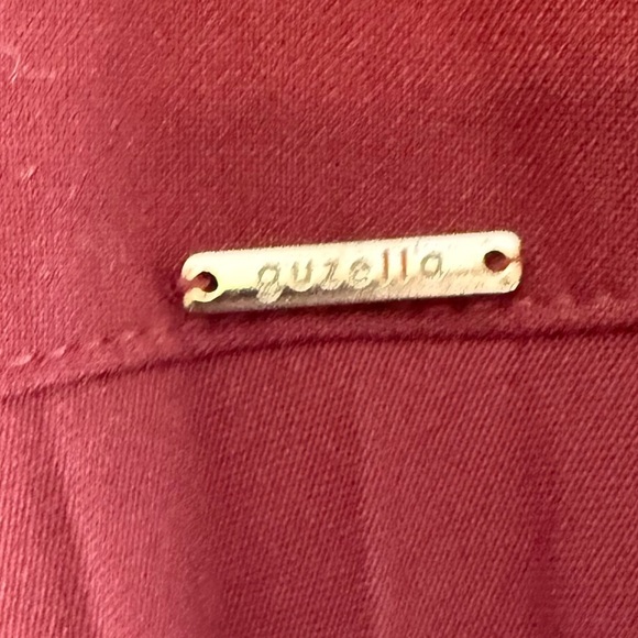 GUZELLA DESIGNER PLEADED BURGUNDY MIDI SKIRT SIZE 10 - Picture 7 of 7